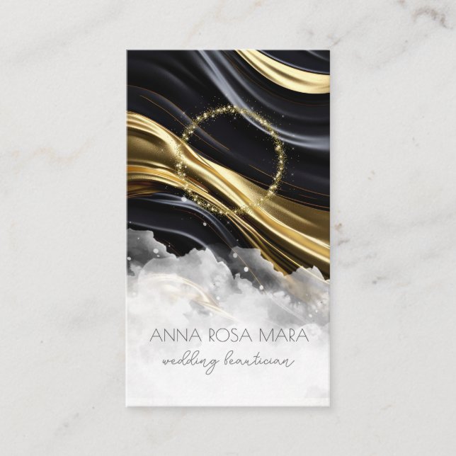 Carte De Visite *~* QR GOLD Agate en marbre LOGO PHOTO NOIR AP66 (Devant)