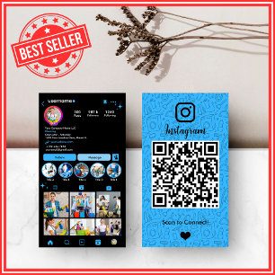 Carte De Visite QR Instagram Ménage Bleu Professionnel
