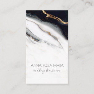 Carte De Visite *~* QR Luxe Agate Black Gold White Glam AP66