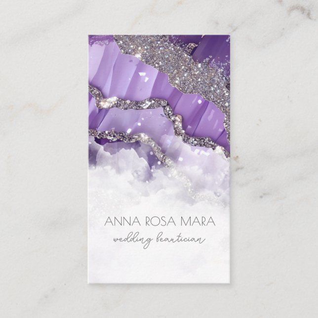 Carte De Visite *~* QR Luxe Agate ivoire Parties scintillant en or (Devant)