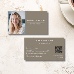Carte De Visite QR moderne professionnel personnalisé taupe photo