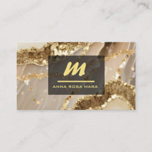 Carte De Visite *~* QR Noir AP66 ivoire Parties scintillant Monogr