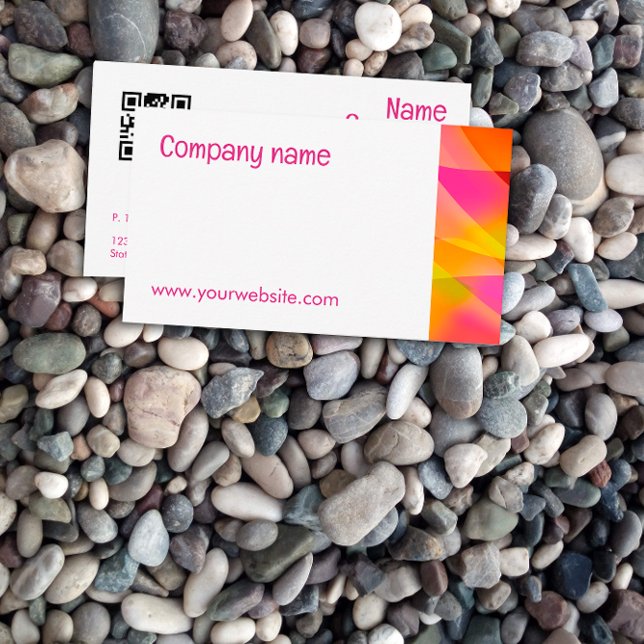 Carte de visite QR orange Abstrait fuchsia (Créateur téléchargé)