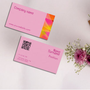 Carte de visite QR orange jaune fuchsia abstrait