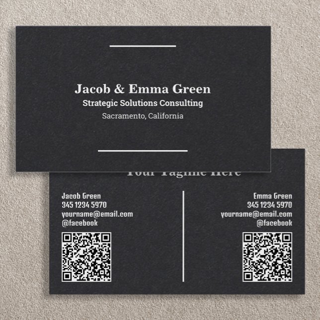 Carte de visite QR personnalisé de deux noms (Two Names Custom QR Business Cards)