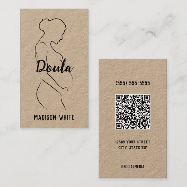 🤰 Carte de visite QR personnalisé Doula naissance (Devant / Derrière)