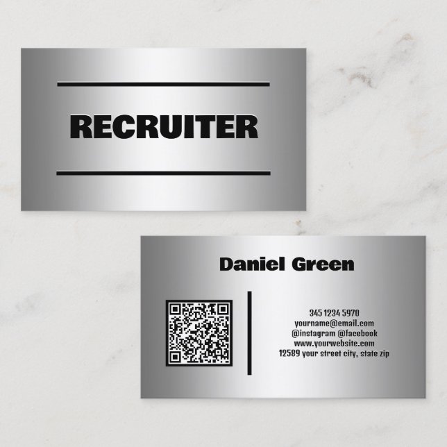 Carte de visite QR personnalisé du recruteur (Devant / Derrière)