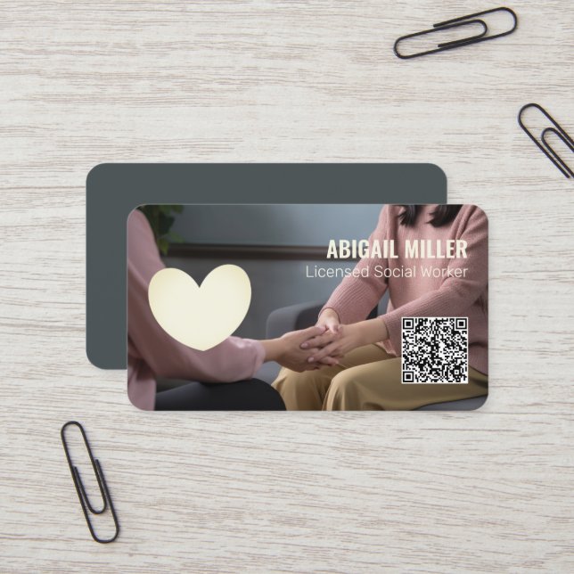 Carte De Visite QR personnalisé du travailleur social (Devant/Arrière en situation)