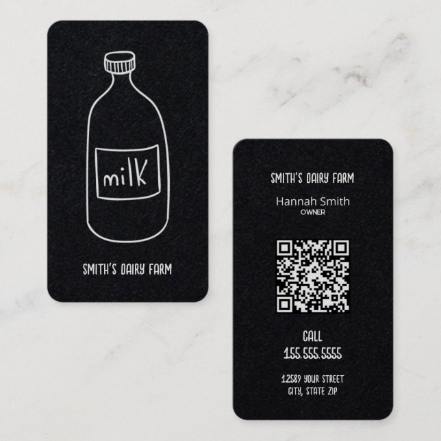 Carte de visite QR personnalisé Lait laitier (Devant / Derrière)