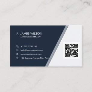 Carte de visite QR personnalisée logo Navy Blue Si