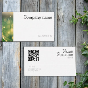 Carte de visite QR photo d'herbe bokeh minimaliste