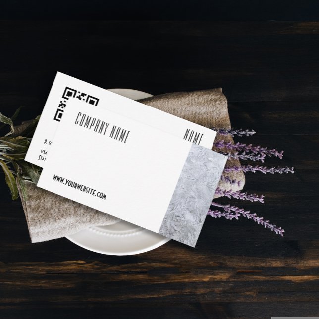 Carte de visite QR pour photographie de glace mini (This minimalist stone photography design is perfect for handymen, construction pros, repair experts.)
