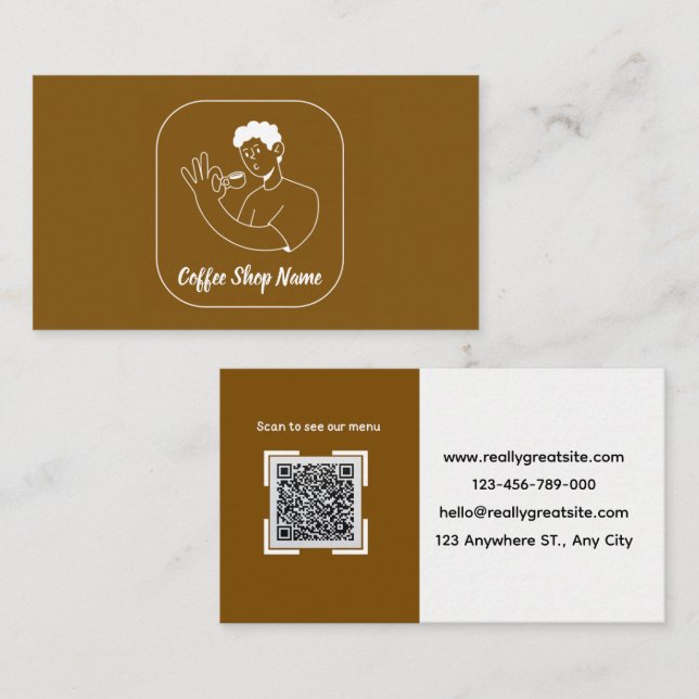 Carte de visite QR pour salon de café (Devant / Derrière)