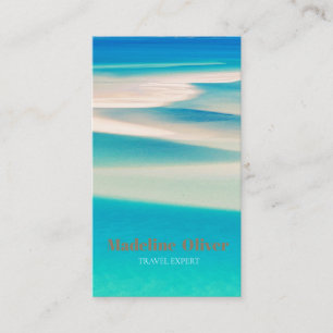 Carte De Visite QR Travel Business Ocean Beach Sea Aqua Blue