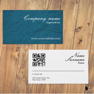 Carte de visite QR turquoise texture papier pour b