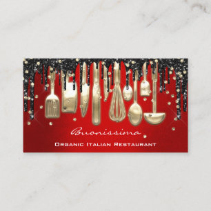 Carte De Visite QRCode Chef Déchets de cuisine Logo Couteau Rouge 