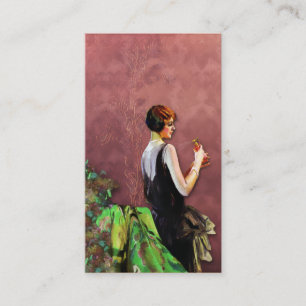 Carte De Visite Qualida, mode des années 1920 en vert et s'est