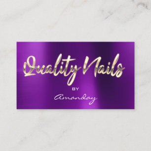 Carte De Visite Qualité Nails QR Code Logo Purple Gold