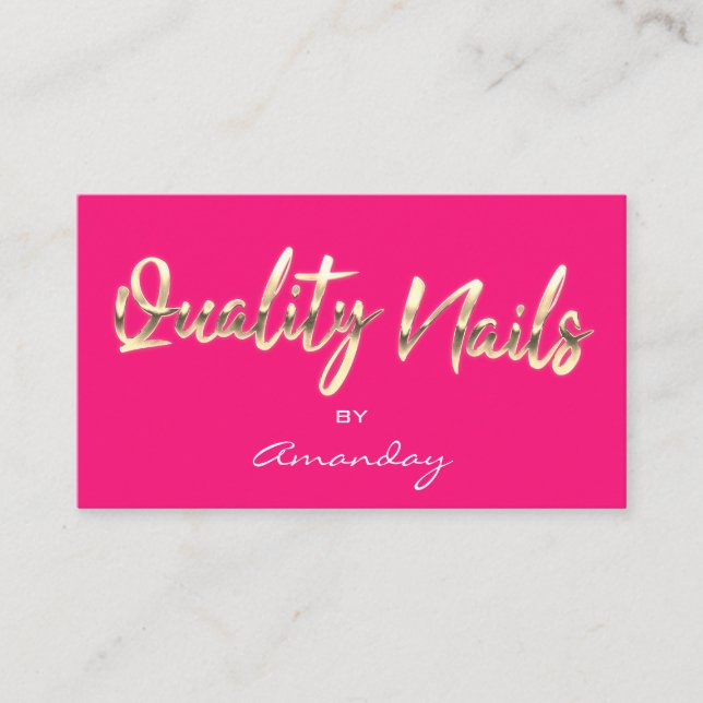 Carte De Visite Qualité Nails Script QR Code Logo Candy Rose (Devant)