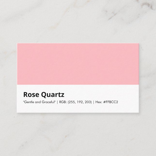Carte De Visite Quartz rose | Couleur "douce et gracieuse" (Devant)