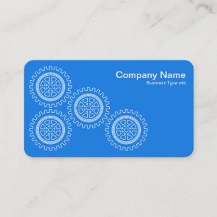 Carte De Visite Quatre engrenages - Blanc sur Bleu - Gris Retour