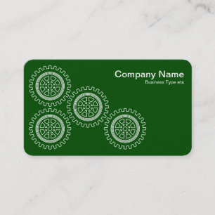 Carte De Visite Quatre engrenages - Blanc sur vert foncé - Fond gr