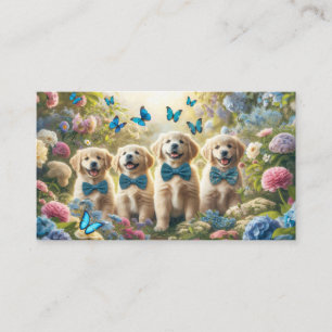 Carte De Visite Quatre Marionnettes Golden Retriever avec des papi