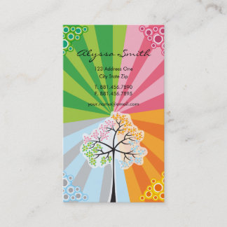 Carte De Visite Quatre Saisons Coloré Arbre Dotée Nature Moderne