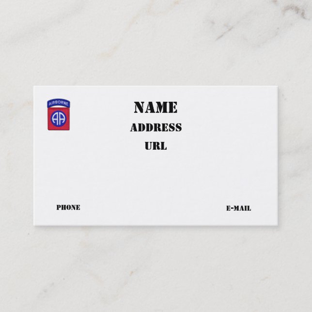 Carte De Visite quatre-vingt-deuxième La Division Aéroportée de (Devant)