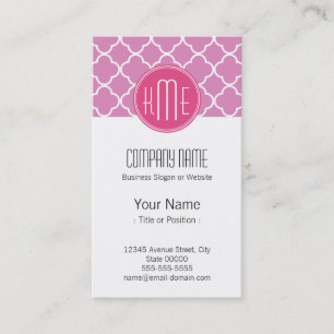 Carte De Visite Quatrefoil rose Rose avec monogramme personnalisé
