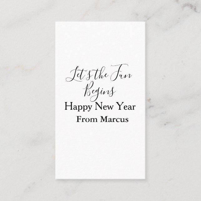 Carte De Visite que le plaisir commence bonne année nom année simp (Devant)