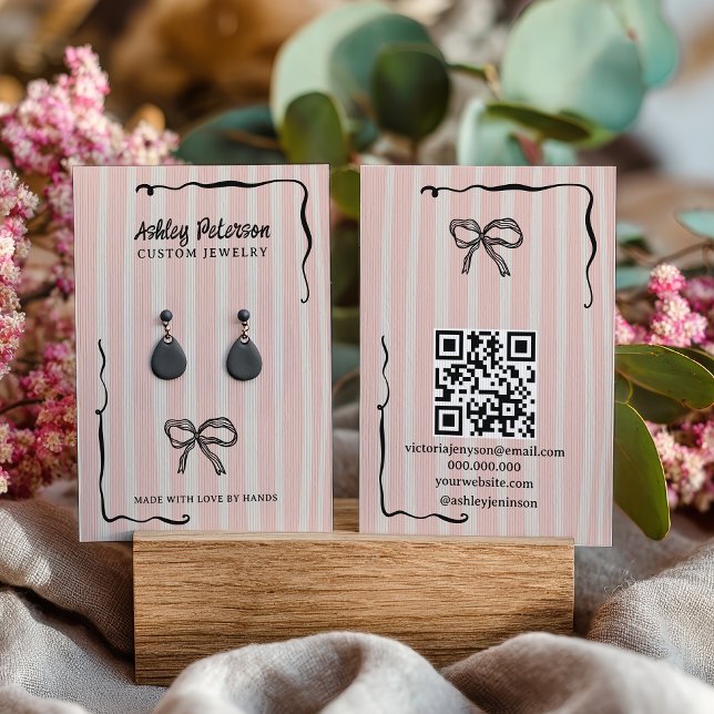 Carte De Visite Quirky Pink Hand-Drawn Bow Jewelry Earring (Quirky Pink Hand-Drawn Bow Jewelry Earring Business Card)
