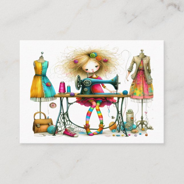 Carte De Visite Quirky Seamstress Couture Tailor 2ème version (Devant)