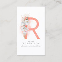 R Lettre Monogramme Orchidées blanches et laiton d