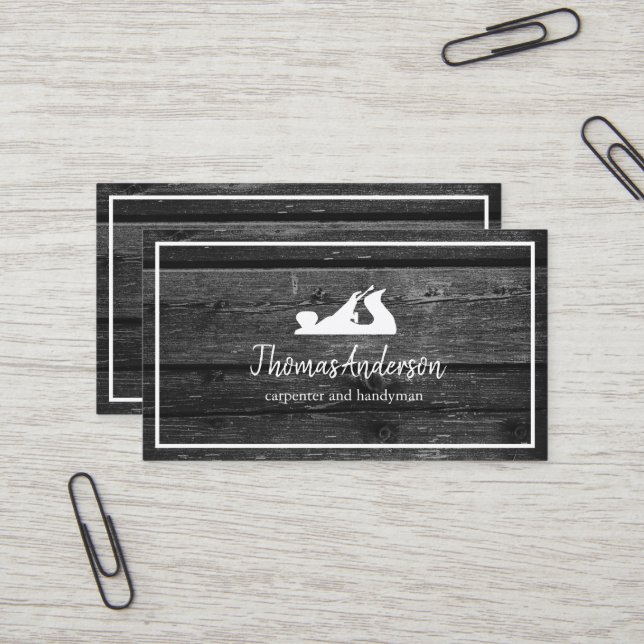 Carte De Visite Rabot en bois de charpentier de construction profe (Devant/Arrière en situation)