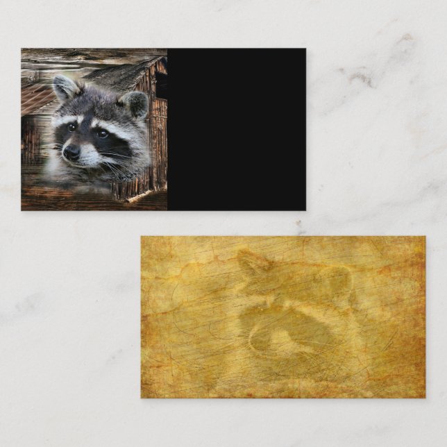 Carte De Visite Raccoon À L'Ancienne Grange (Devant / Derrière)