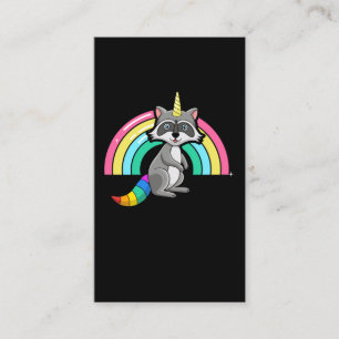 Carte De Visite Raccoon Unicorn mou Rainbow Animal
