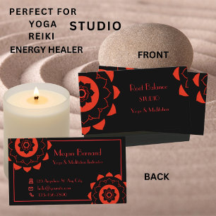 Carte De Visite Racine terrain Chakra Red Mandala Yoga Studio