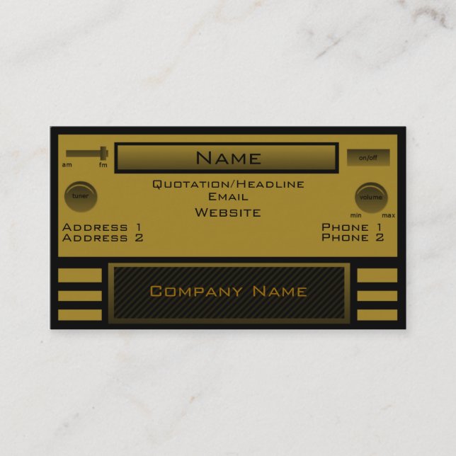 Carte de visite radio rétro, Or (Devant)