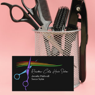 Carte De Visite Rainbow Ciseaux Chic moderne Hair Styliste Salon