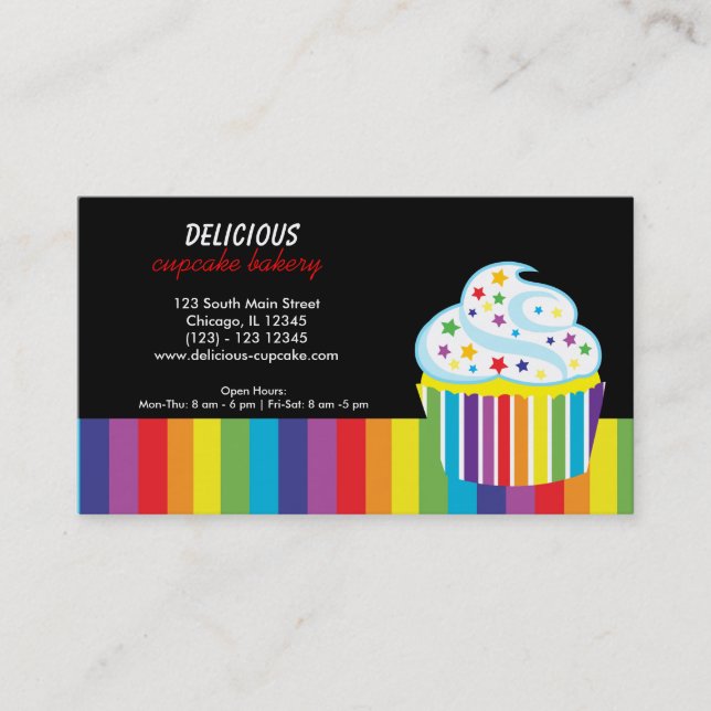 Carte De Visite Rainbow Cupcake (Devant)