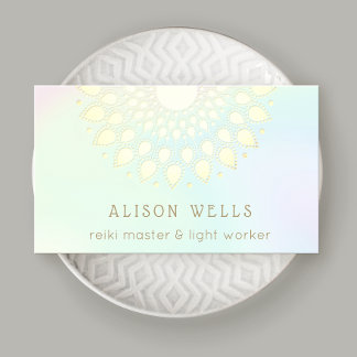 Carte De Visite Rainbow Floral Lotus Mandala Energy Healer