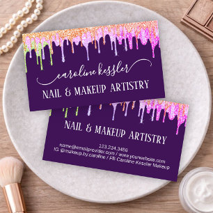 Carte De Visite Rainbow Glitter Drip Beauty Maquillage & Artistes 