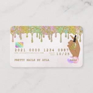 Carte De Visite Rainbow Gold Parties scintillant Drift Nail Techni