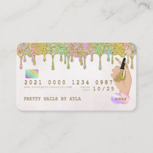 Carte De Visite Rainbow Gold Parties scintillant Drift Nail Techni