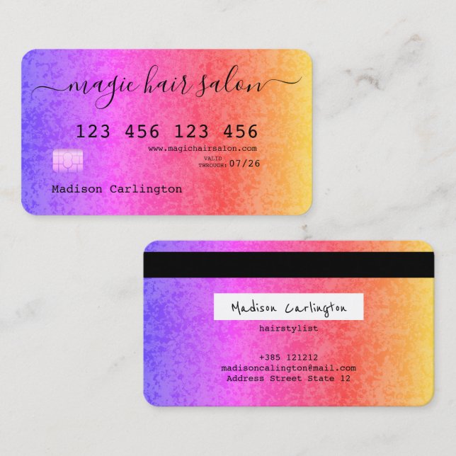 Carte De Visite Rainbow gradient credit card style  (Devant / Derrière)