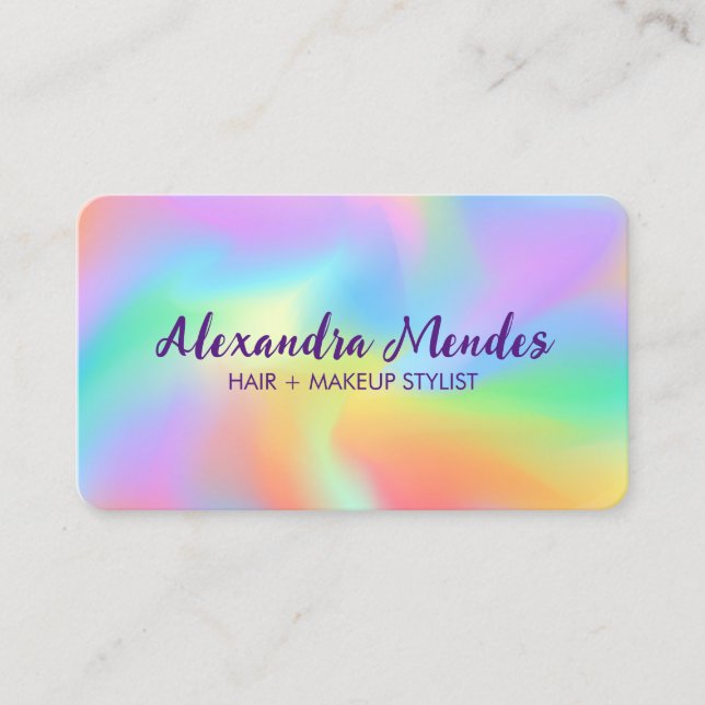 Carte De Visite Rainbow Hologram Girly Luxe élégant (Devant)