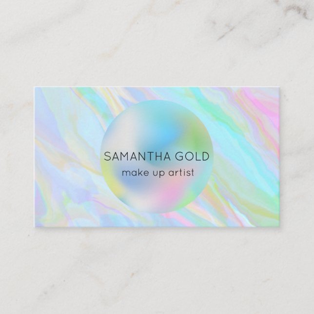 Carte De Visite Rainbow Holographic Estheticician Qr Code Entrepri (Devant)