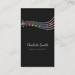 Carte De Visite Rainbow Music Notes Music Teacher Elegant