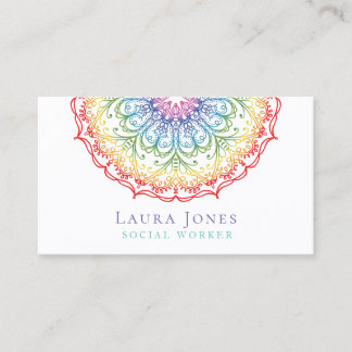 Carte De Visite Rainbow Ombre Gradation Mandala Ladies Stylist